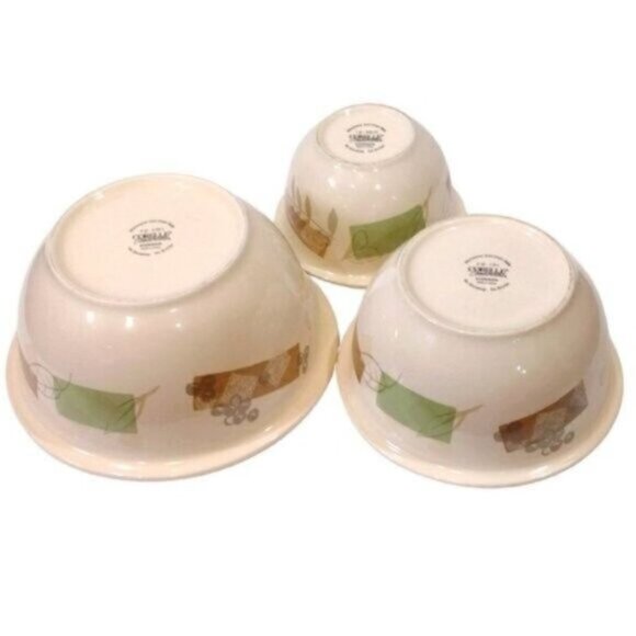 Set of 3 Corelle Coordinates Textured Leaves 1, 2 & 3 Quart Mixing Serving Bowls - Picture 4 of 13